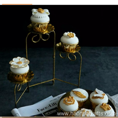 golden iron cake three-layer pan cake display rack.